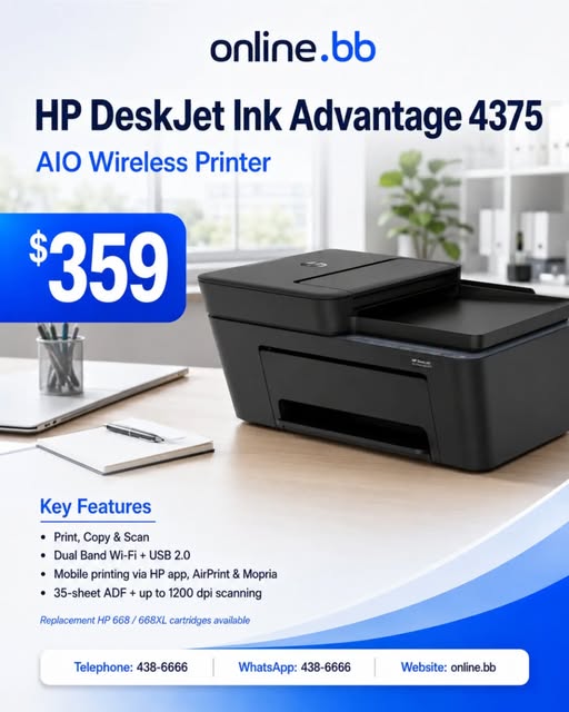 HP DeskJet Ink Advantage 4375 AIO Wireless Printer – $359