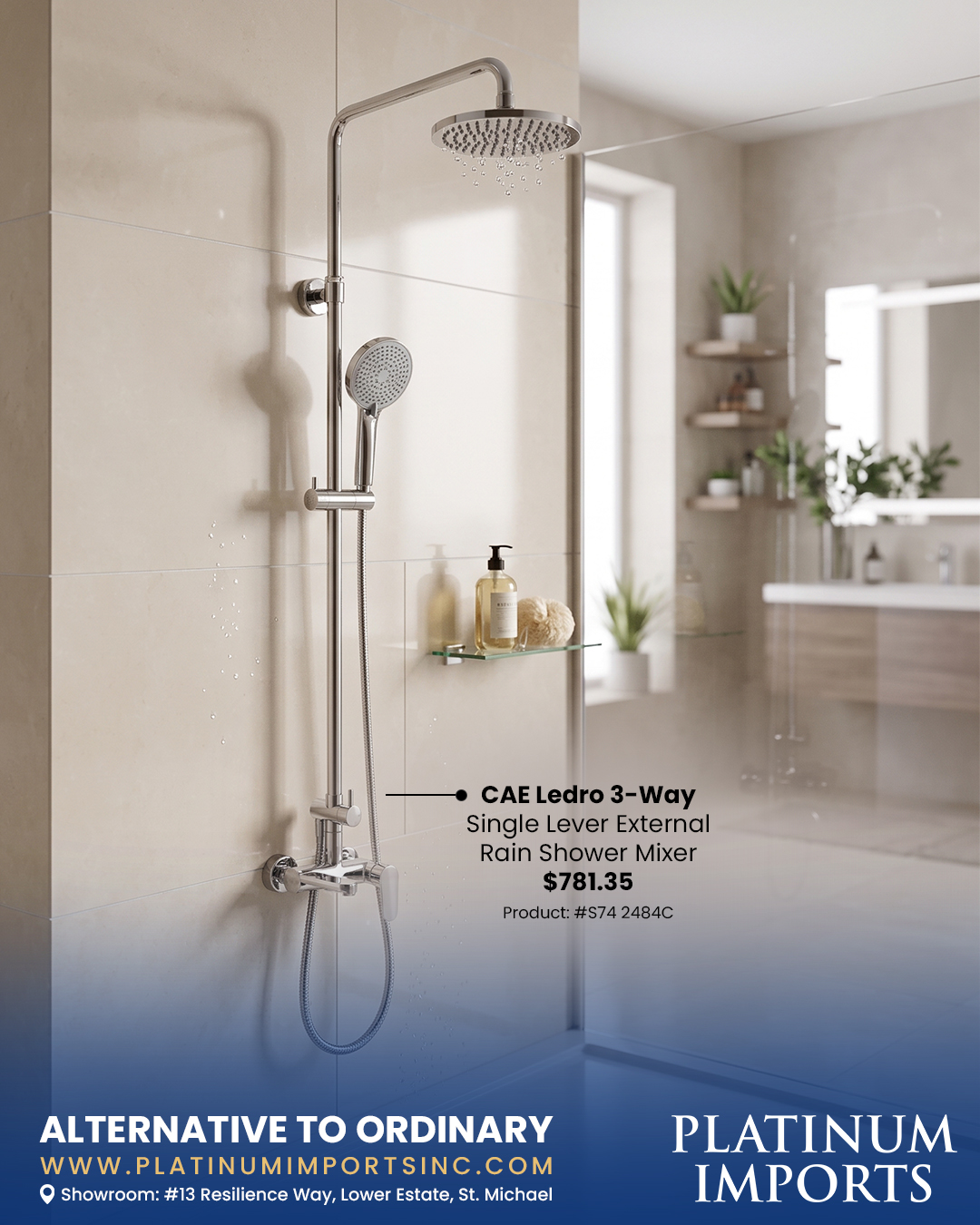 CAE Ledro 3-Way Rain Shower Mixer – $781.35 with Free Islandwide Delivery