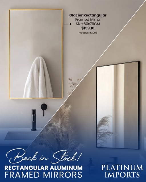 Glacier Aluminum Framed Mirrors Back in Stock – From $159.10