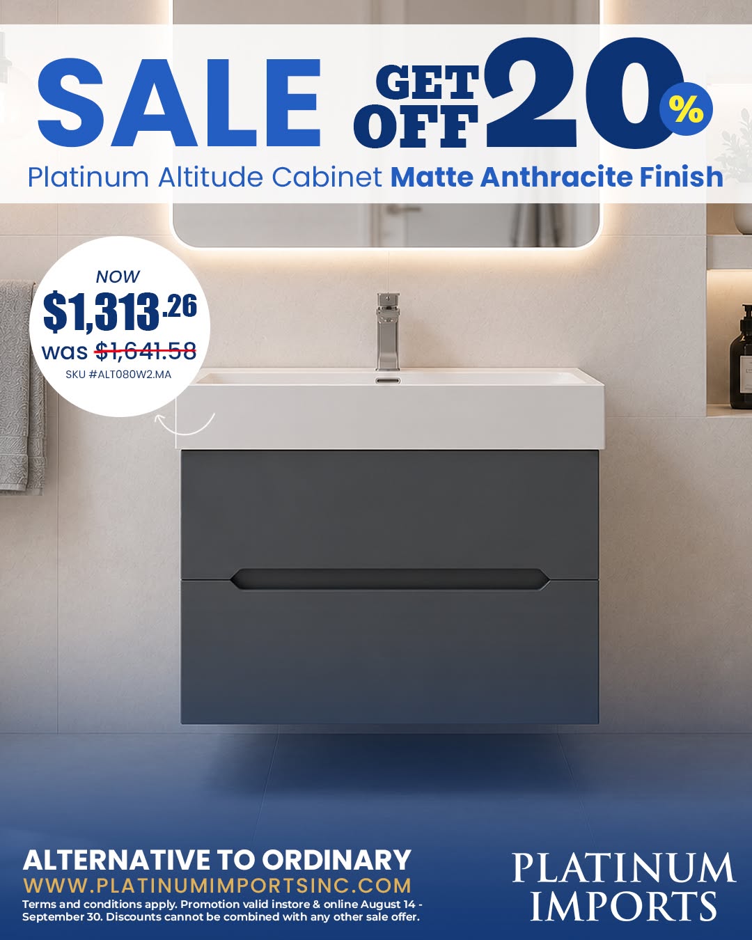 20% Off Platinum Altitude Cabinet – Matte Anthracite Finish