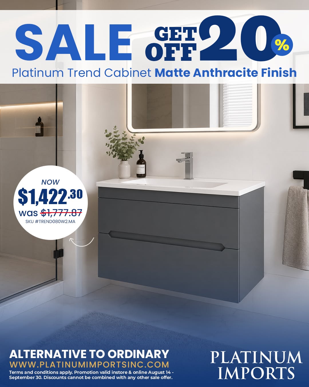 20% Off Platinum Trend Cabinet – Matte Anthracite Finish