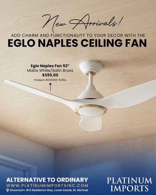 Eglo Naples Ceiling Fan – $595.00 with Free Islandwide Delivery