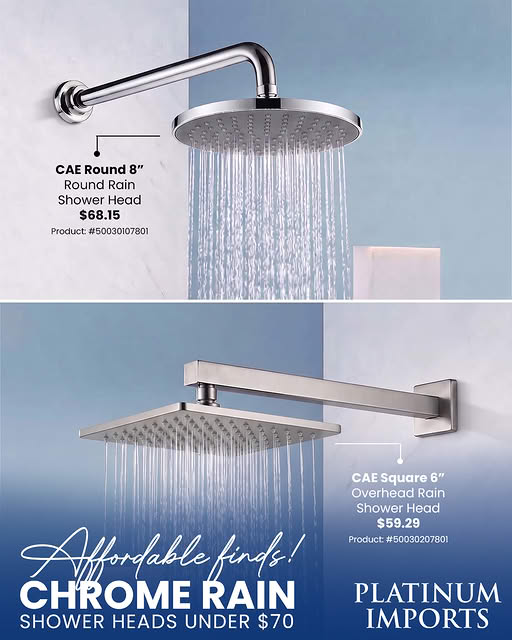 Chrome Rain Shower Heads Under $70 at Platinum Imports