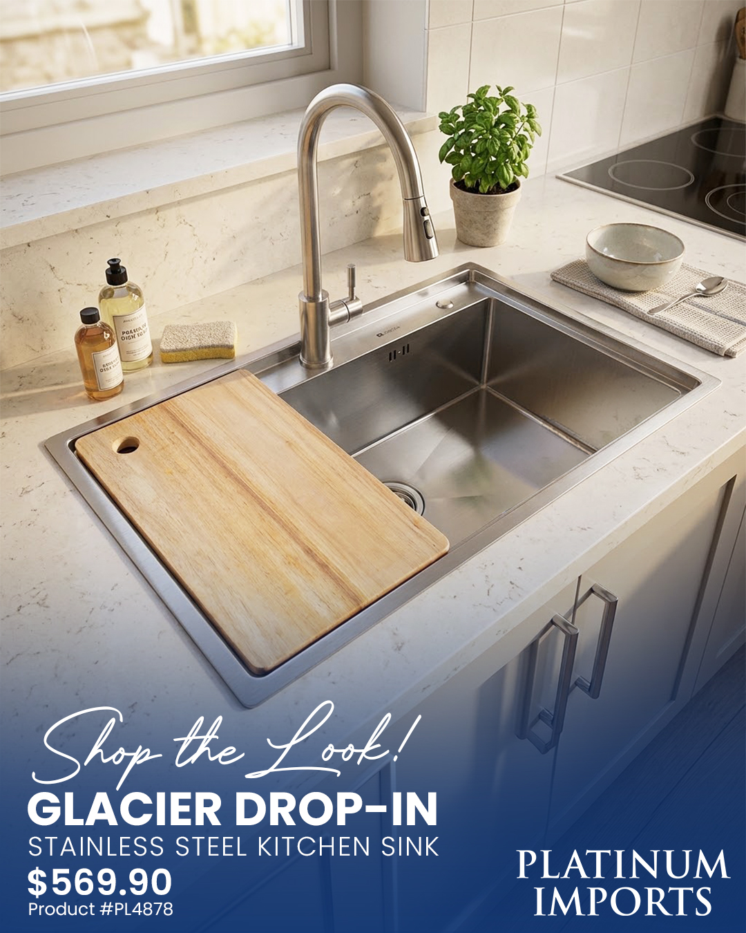 Glacier Drop-In Stainless Steel Kitchen Sink – $569.90