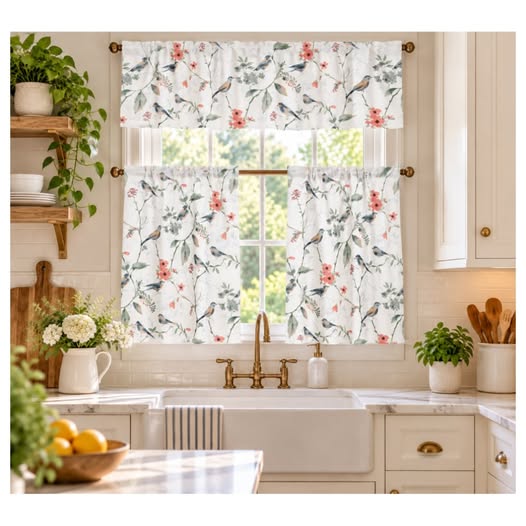 3 Pc Sweet Songbird Kitchen Curtain Set - Now $15.00