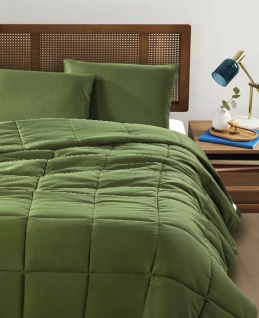 3pc Full Size Olive Green Microfiber Comforter Set – $75.00
