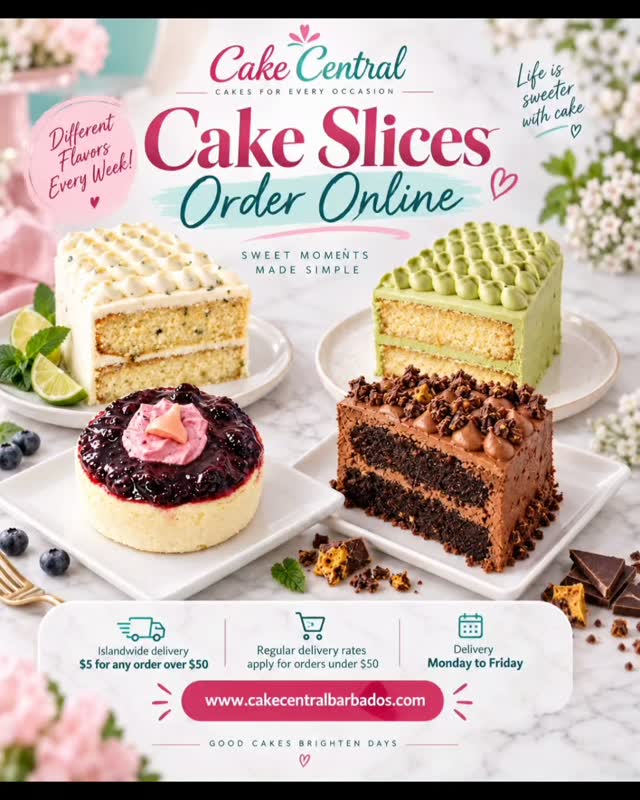 Cake Central Barbados – $5 Islandwide Delivery on Orders Over $50