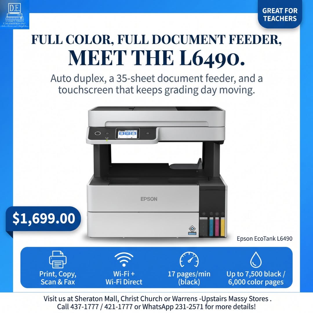 Epson EcoTank L6490 Printer – $1,699 at D.E. Computers Unlimited