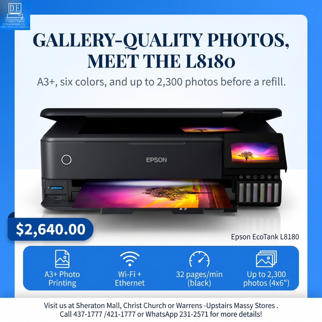 Epson EcoTank L8180 A3+ Photo Printer – $2,640.00