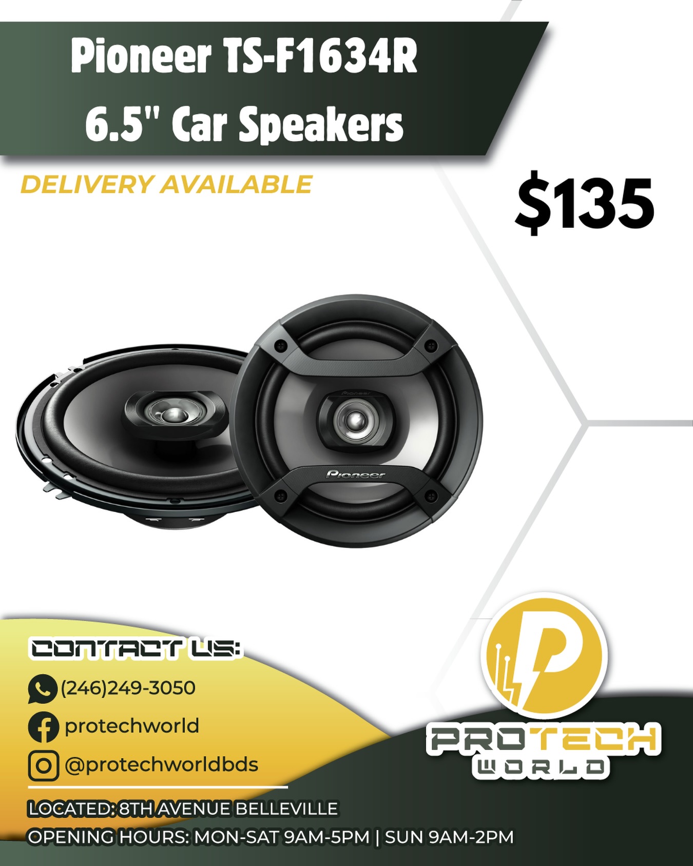 Pioneer TS-F1634R 6.5" Car Speakers – $135 with Island-Wide Delivery