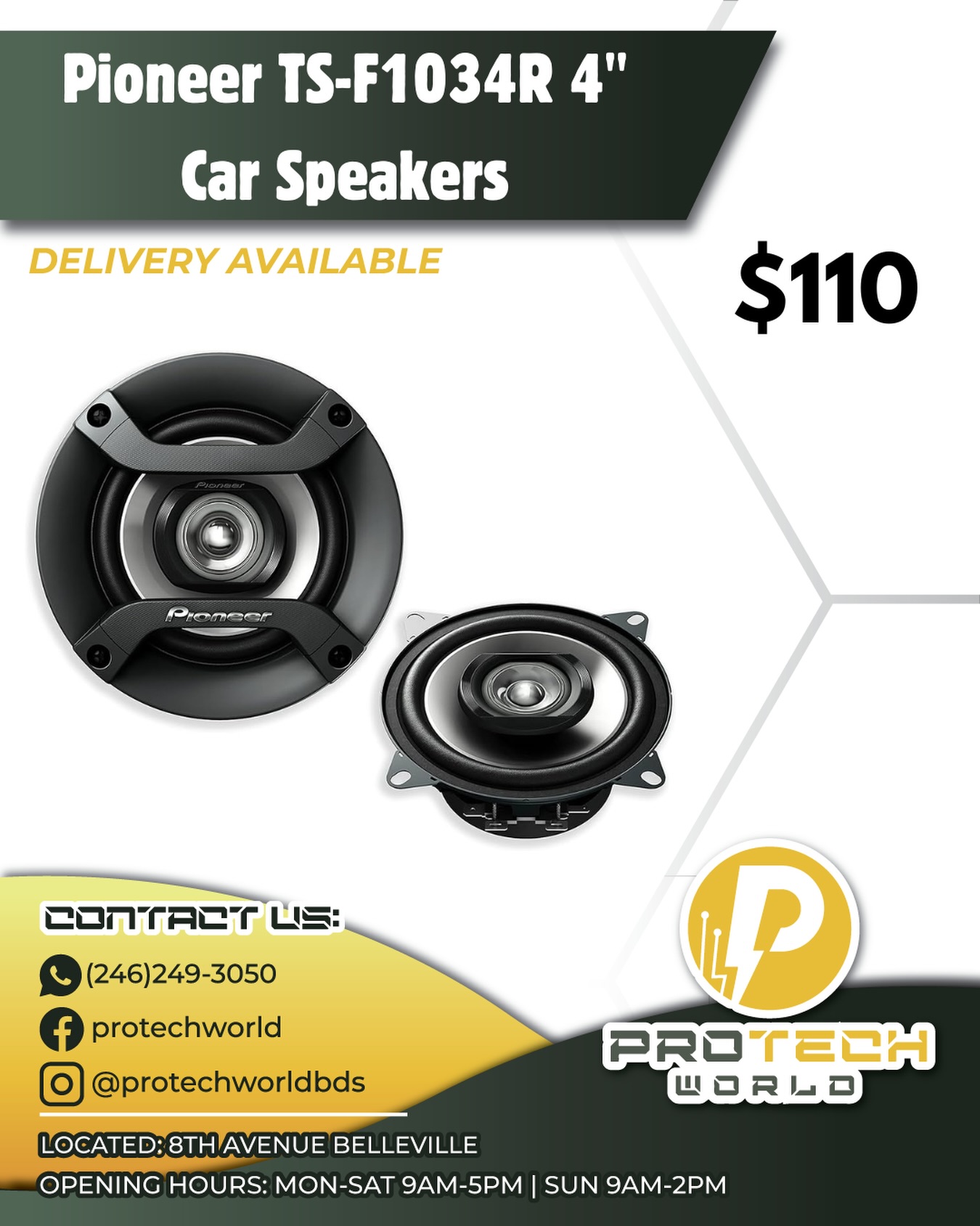 Pioneer TS-F1034R 4" Car Speakers – $110 Per Pair