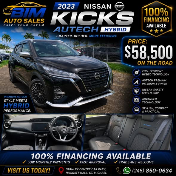 2023 Nissan Kicks Autech Hybrid – $58,500 On The Road with 100% Financing