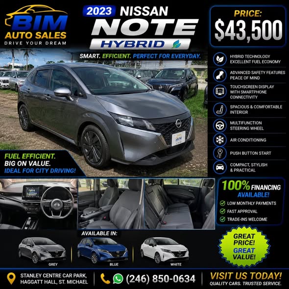2023 Nissan Note Hybrid – $43,500 with 100% Financing Available