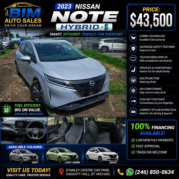 2023 Nissan Note Hybrid – $43,500 with 100% Financing Available