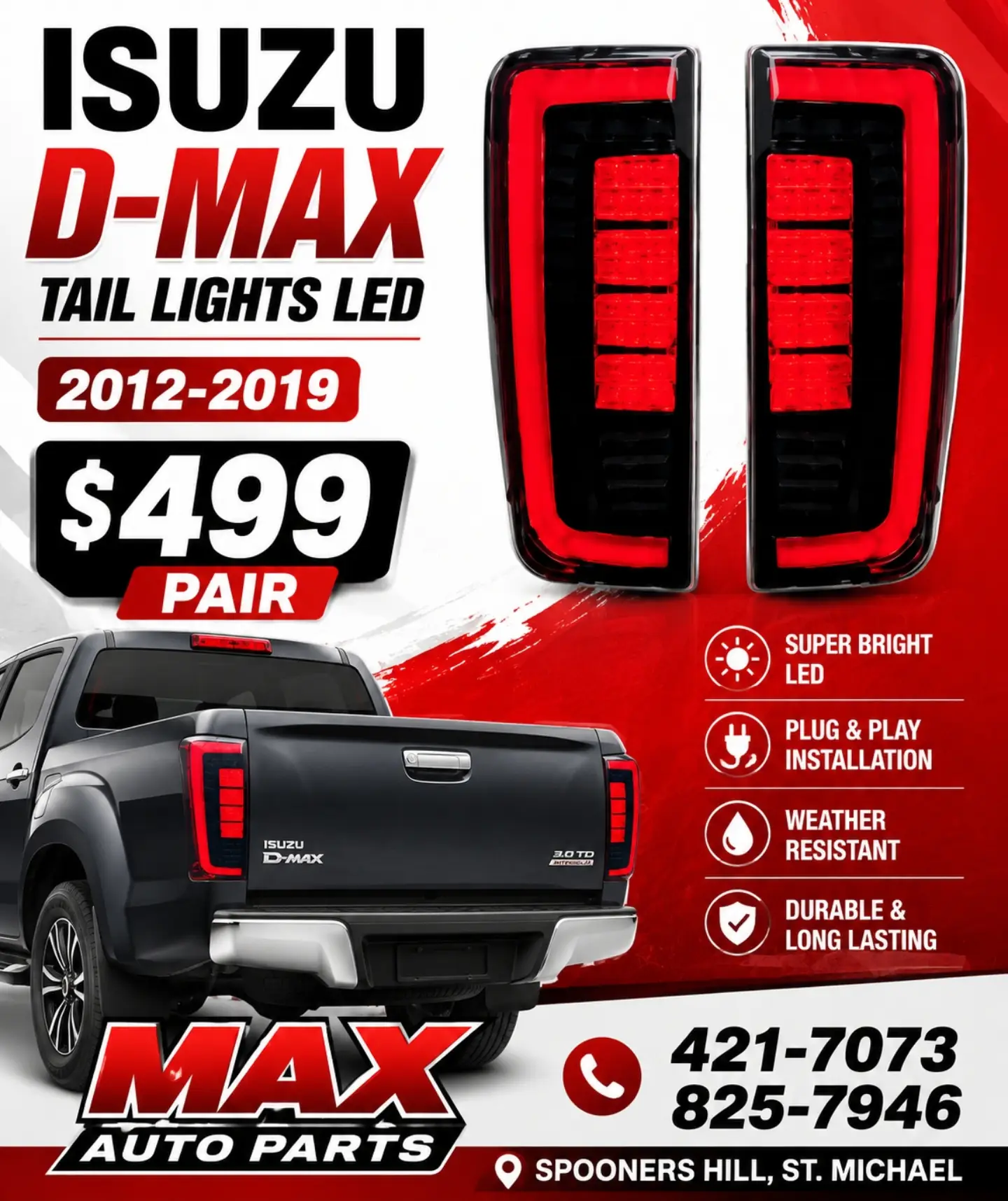 Isuzu D-Max LED Tail Lights – $499 Per Pair