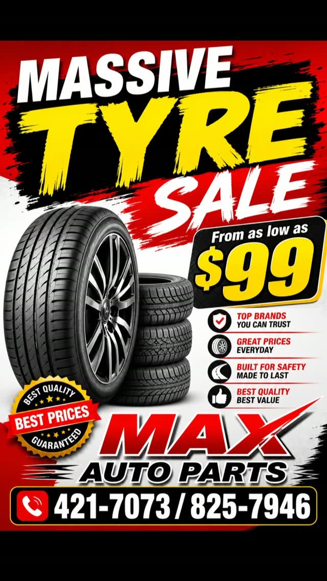 Massive Tyre Sale at Max Auto Parts – From $99