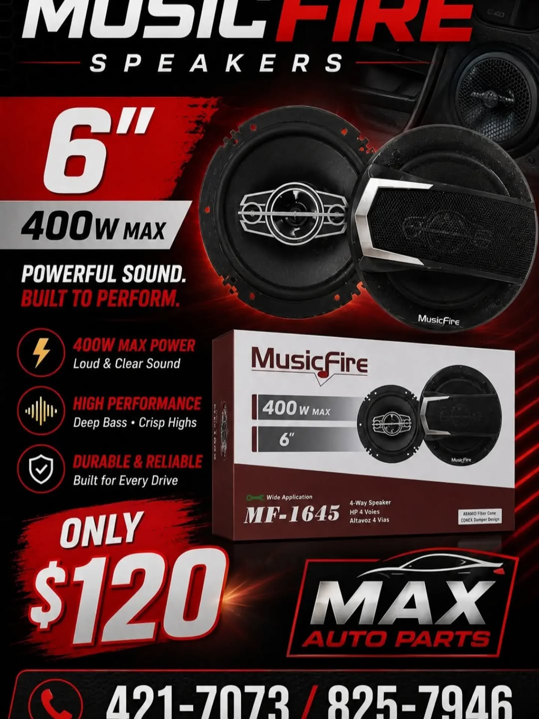 MusicFire 6" 400W Car Speakers – Only $120
