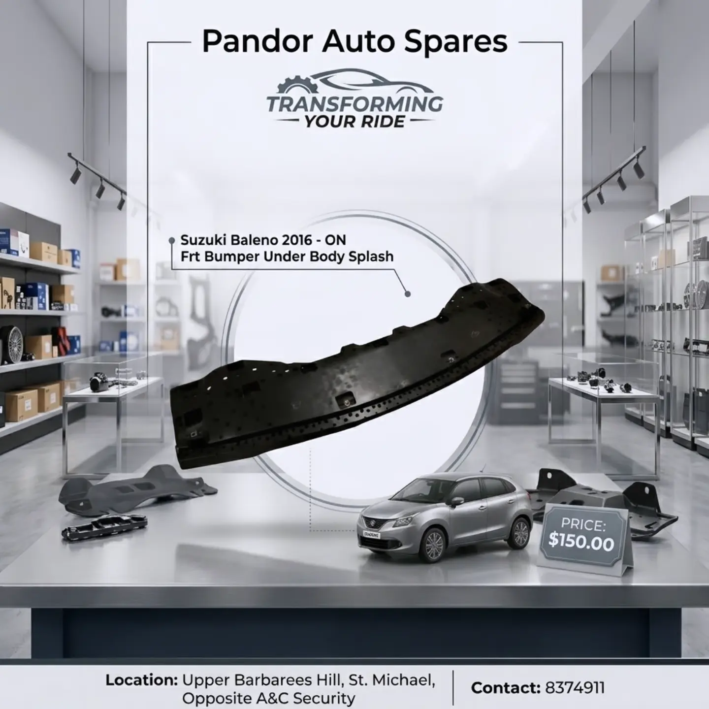 Suzuki Baleno 2016+ Front Bumper Under Body Splash – $150.00