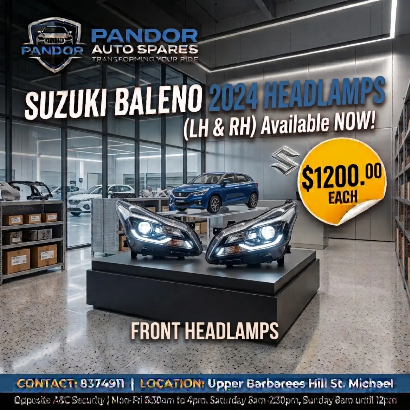 Suzuki Baleno 2024 Parts – Rear Lamps $425, Bumpers $575, Fender Liners $75 Each