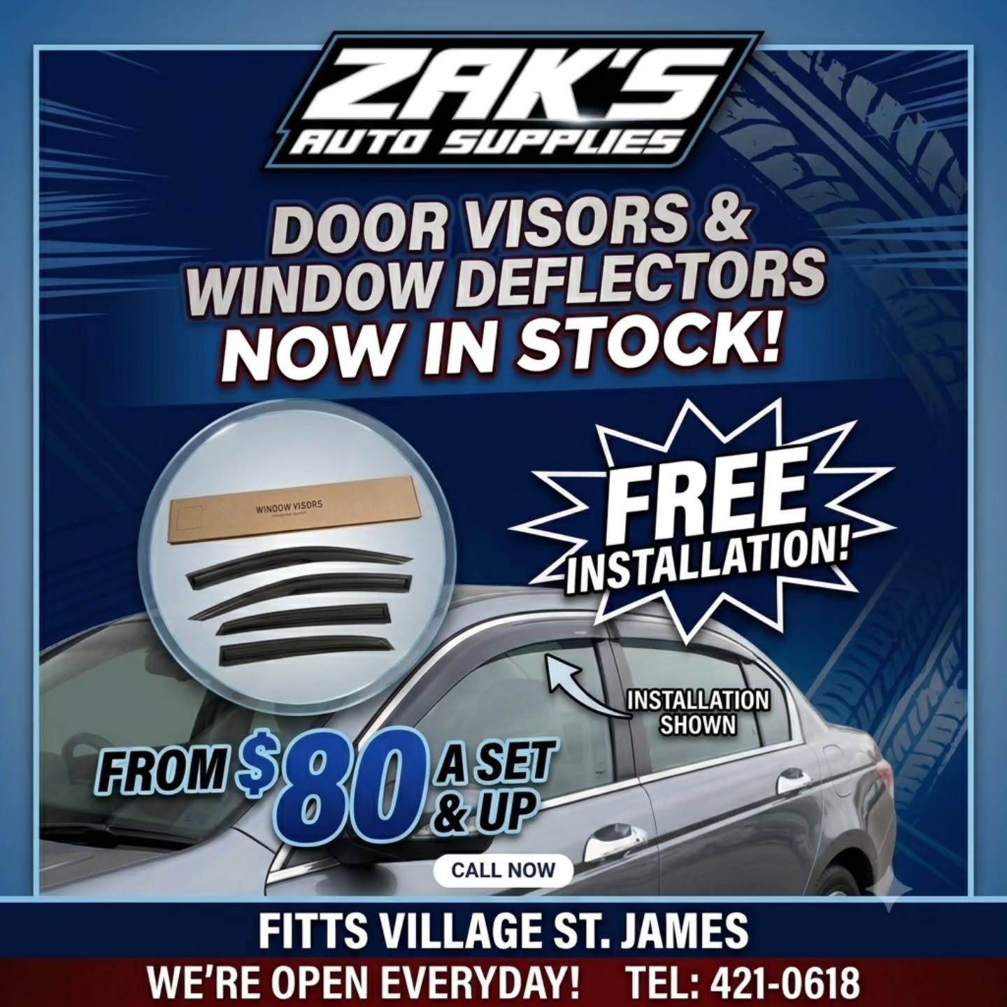 Door Visors & Window Deflectors from $80 a Set with Free Installation