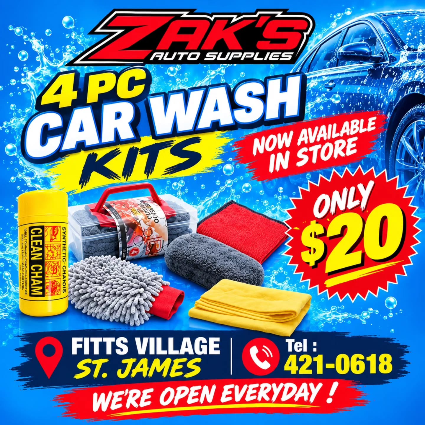 4-Piece Car Wash Kits – Only $20 at Zak's Auto Supplies