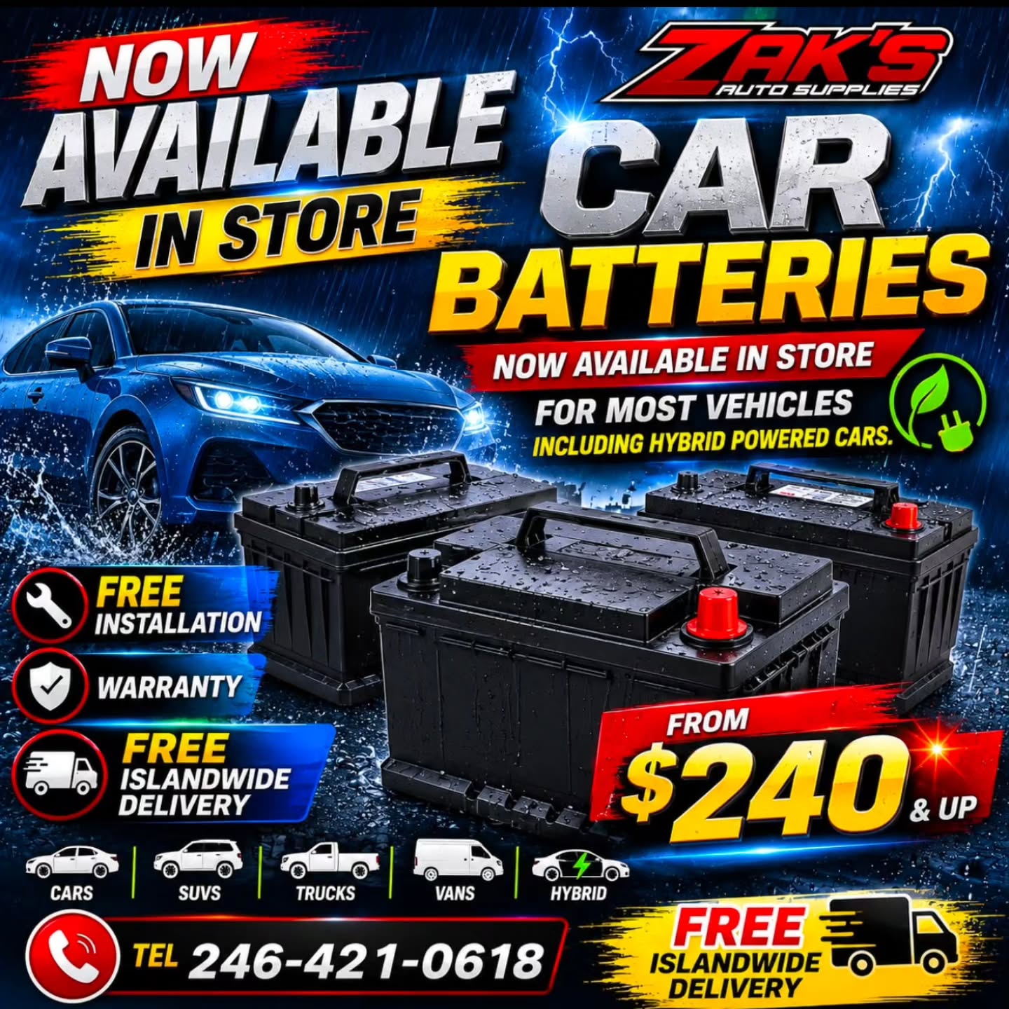 Car Batteries From $240 & Up with Free Installation & Islandwide Delivery