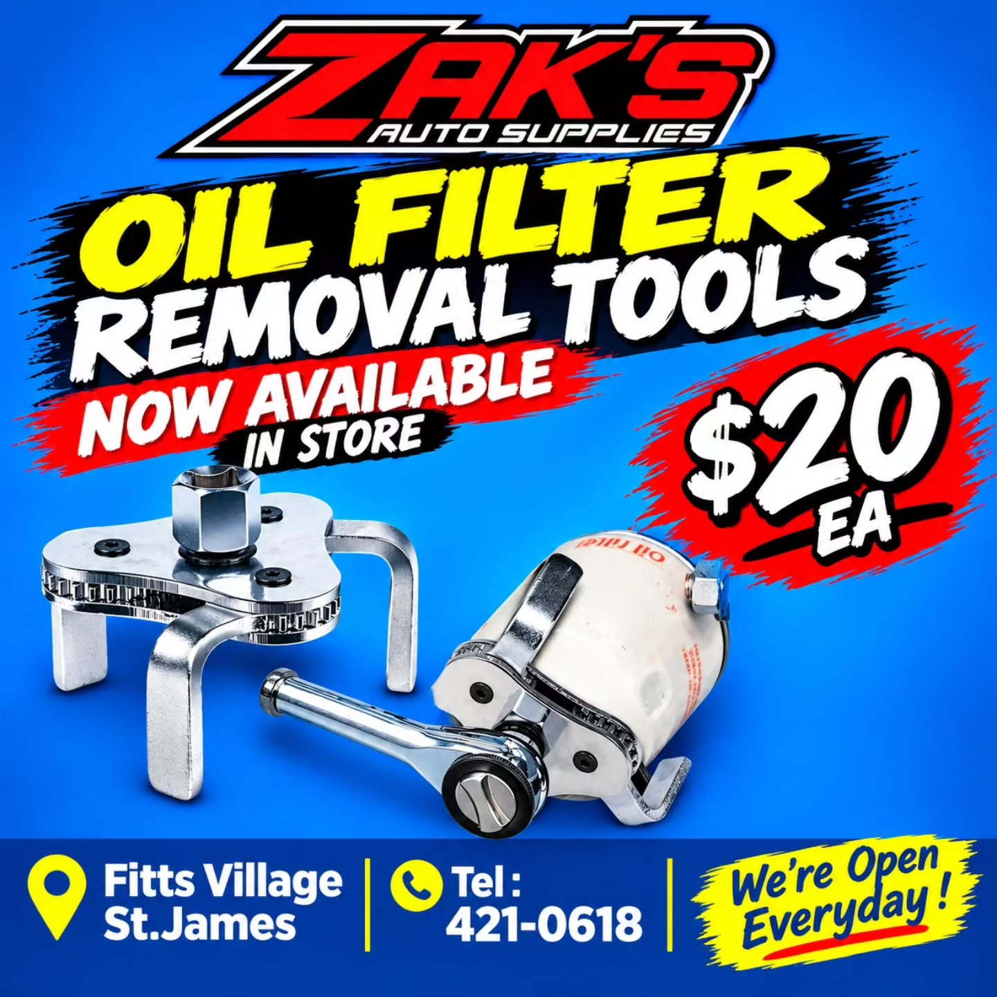 Oil Filter Removal Tools - $20 Each at Zak's Auto Supplies