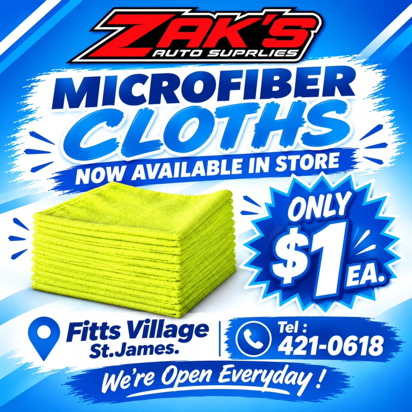 Microfiber Cloths – Only $1 Each at Zak's Auto Supplies