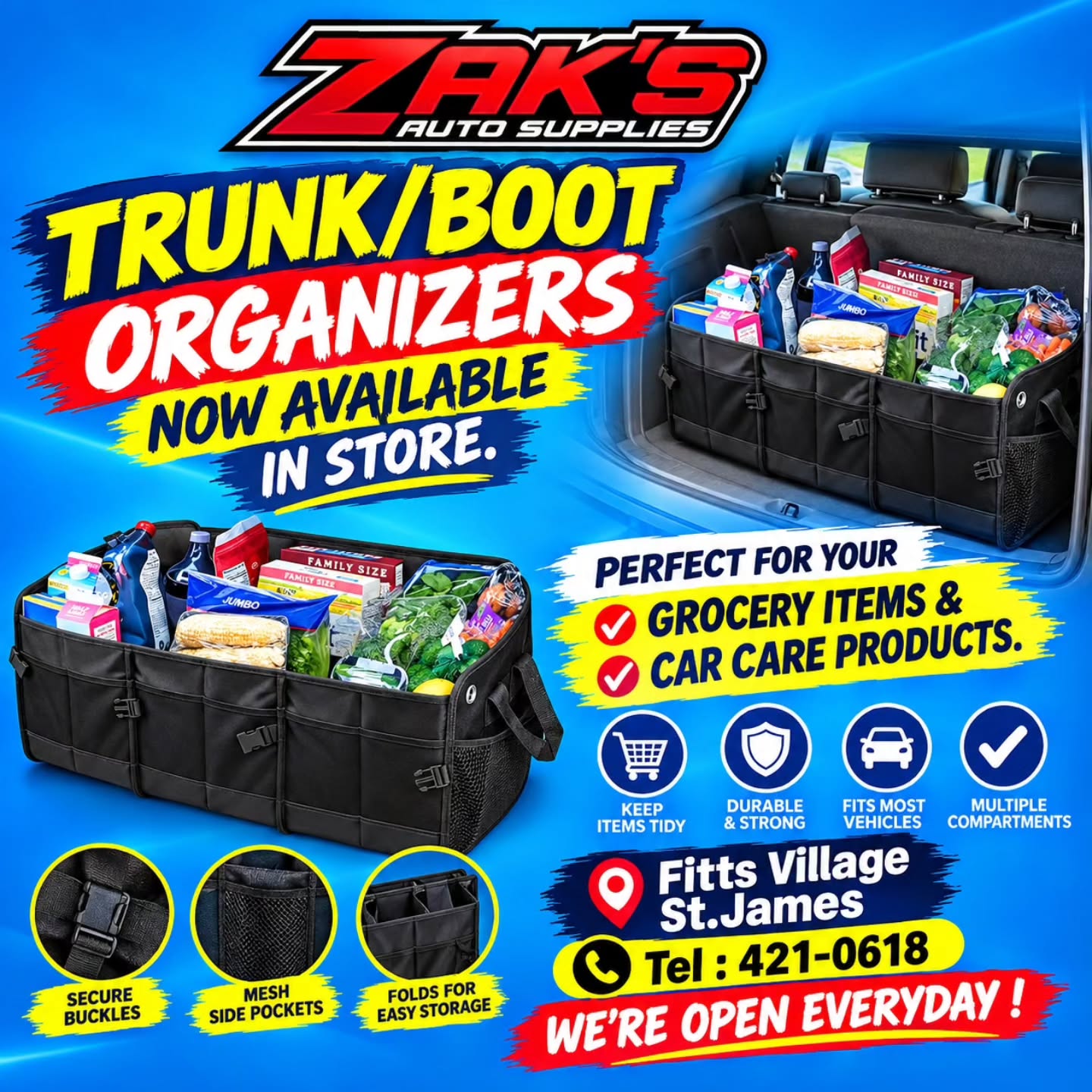 Trunk/Boot Organizers Now Available – $60 Each at Zak's Auto Supplies