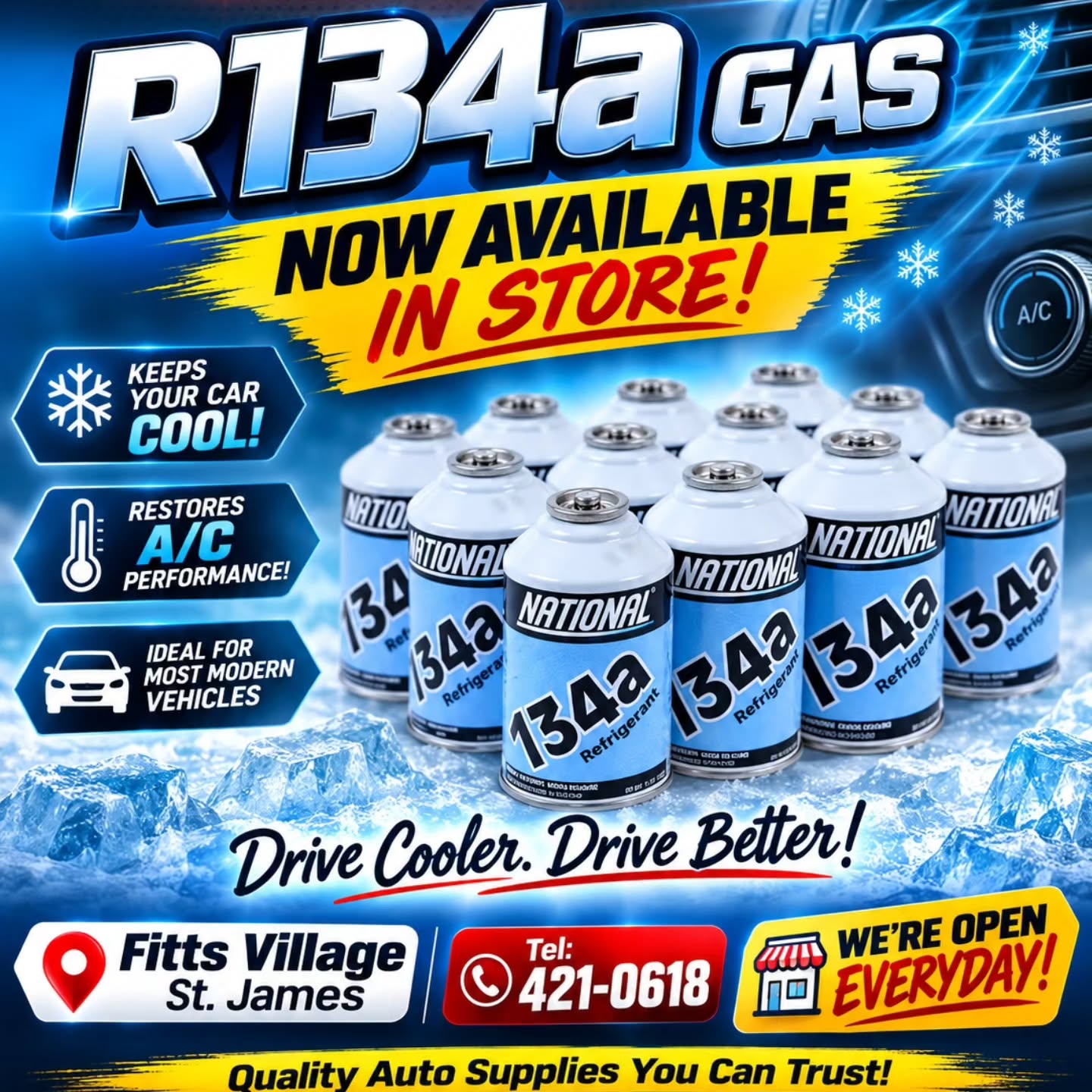 R134a Refrigerant Gas – $25 per Can at Zak's Auto Supplies