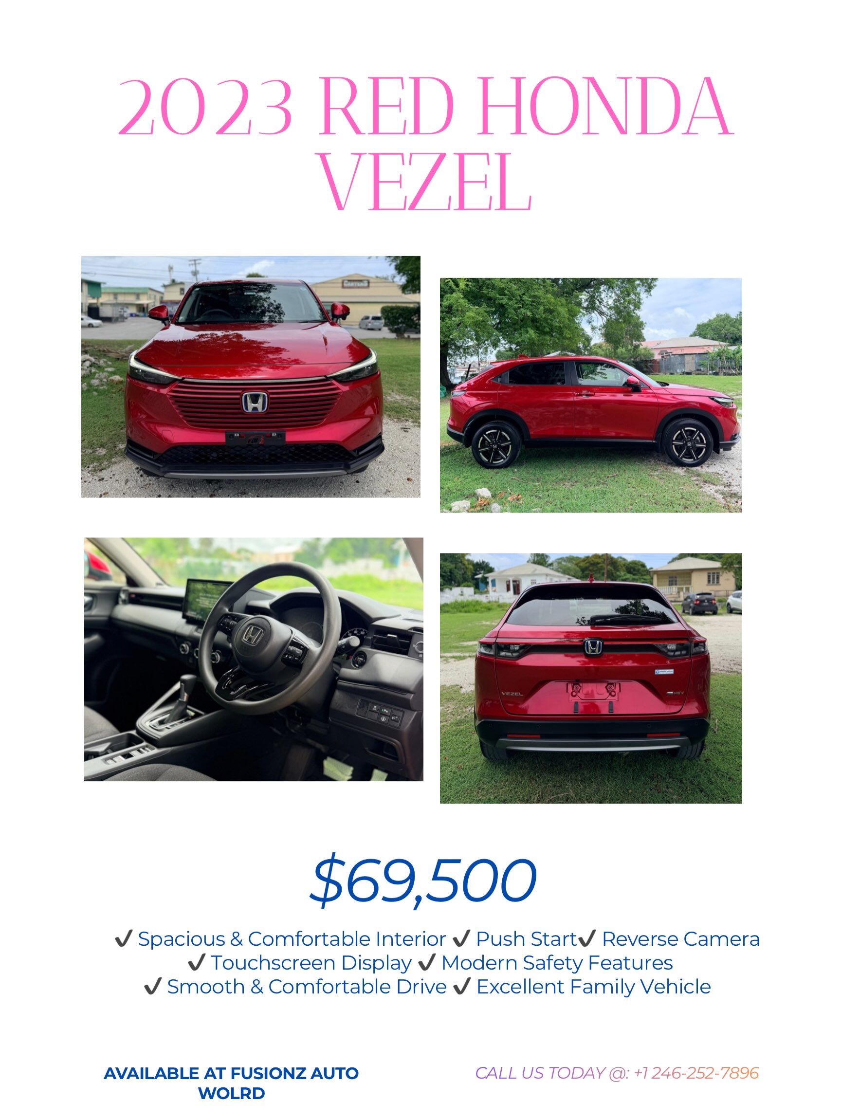 2023 Red Honda Vezel SUV — $69,500 at Fusionz Autoworld