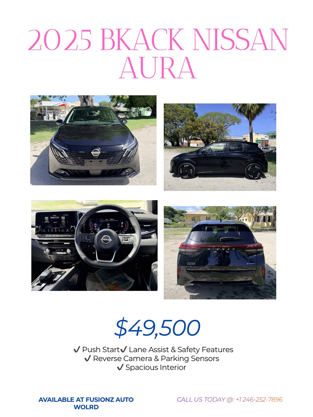 2025 Black Nissan Aura (e-POWER Hybrid) – $49,500 at Fusionz Autoworld