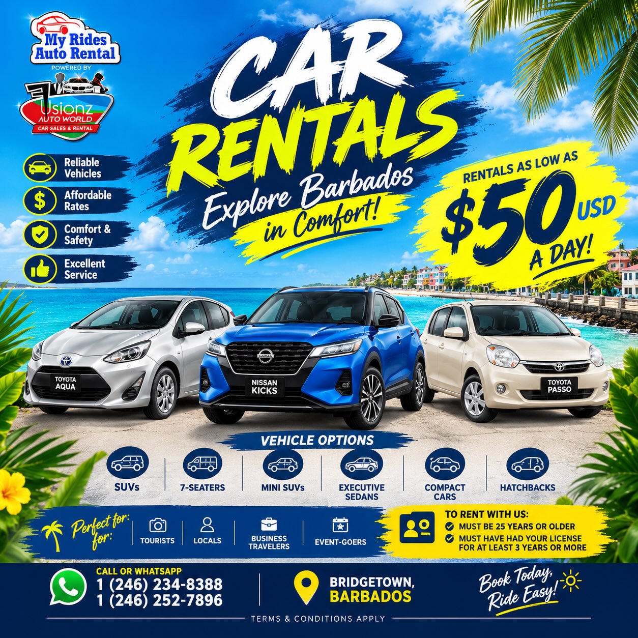My Rides Auto Rental – Cars from $50 USD/Day in Barbados
