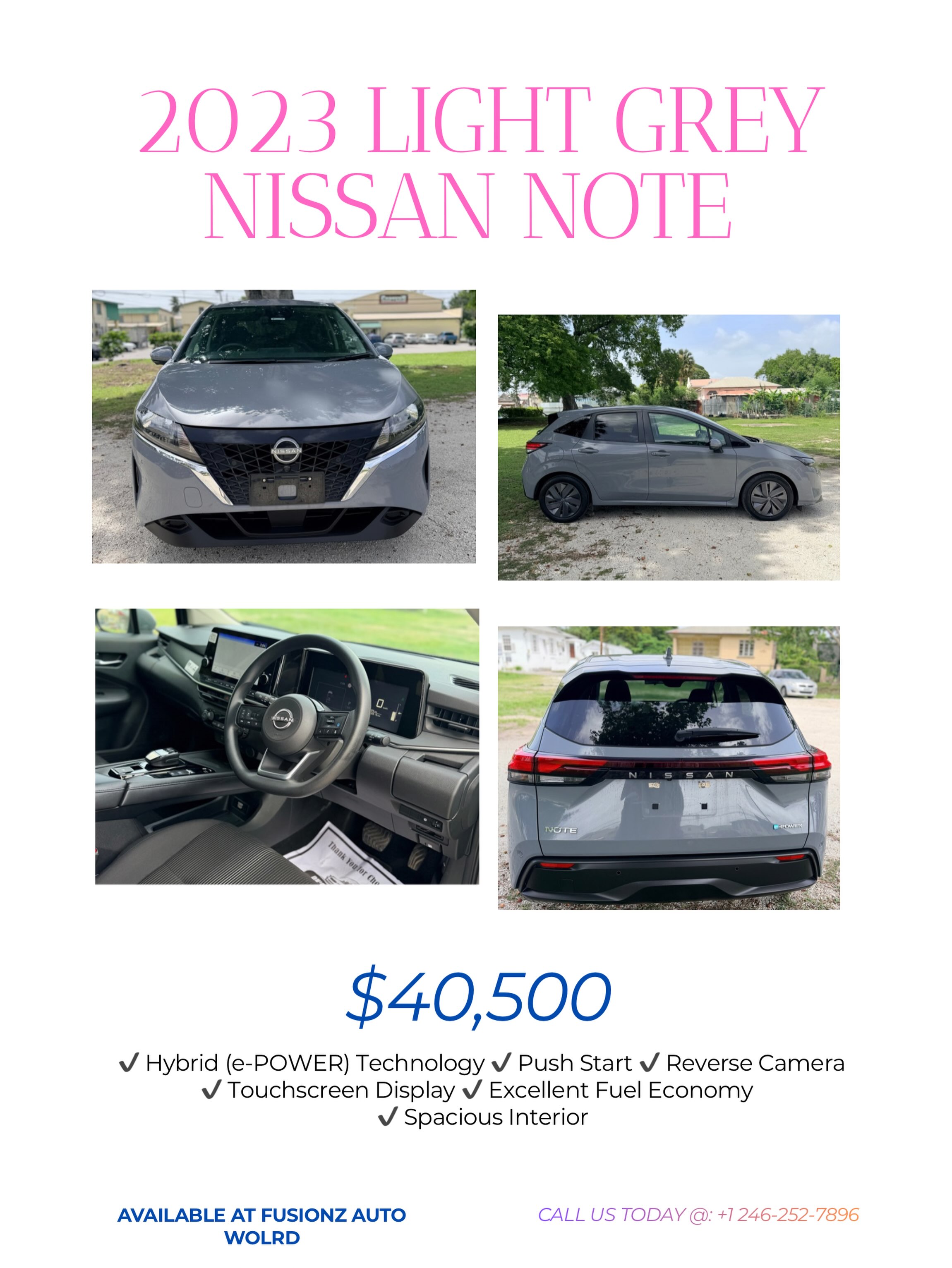 2023 Light Grey Nissan Note – $40,500 at Fusionz Autoworld