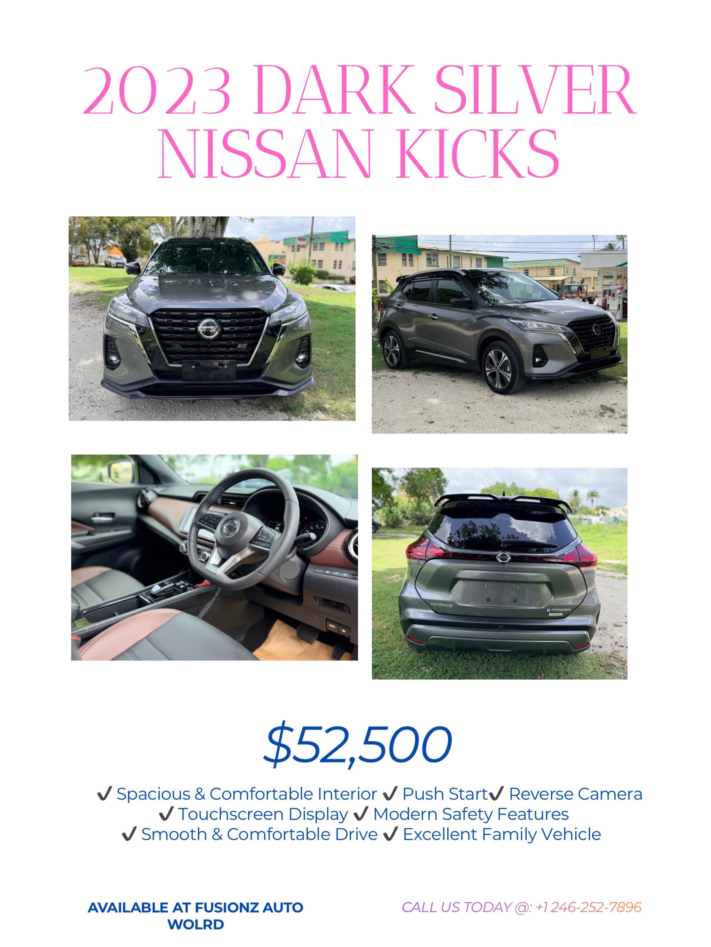 2023 Dark Silver Nissan Kicks – $52,500 at Fusionz Autoworld