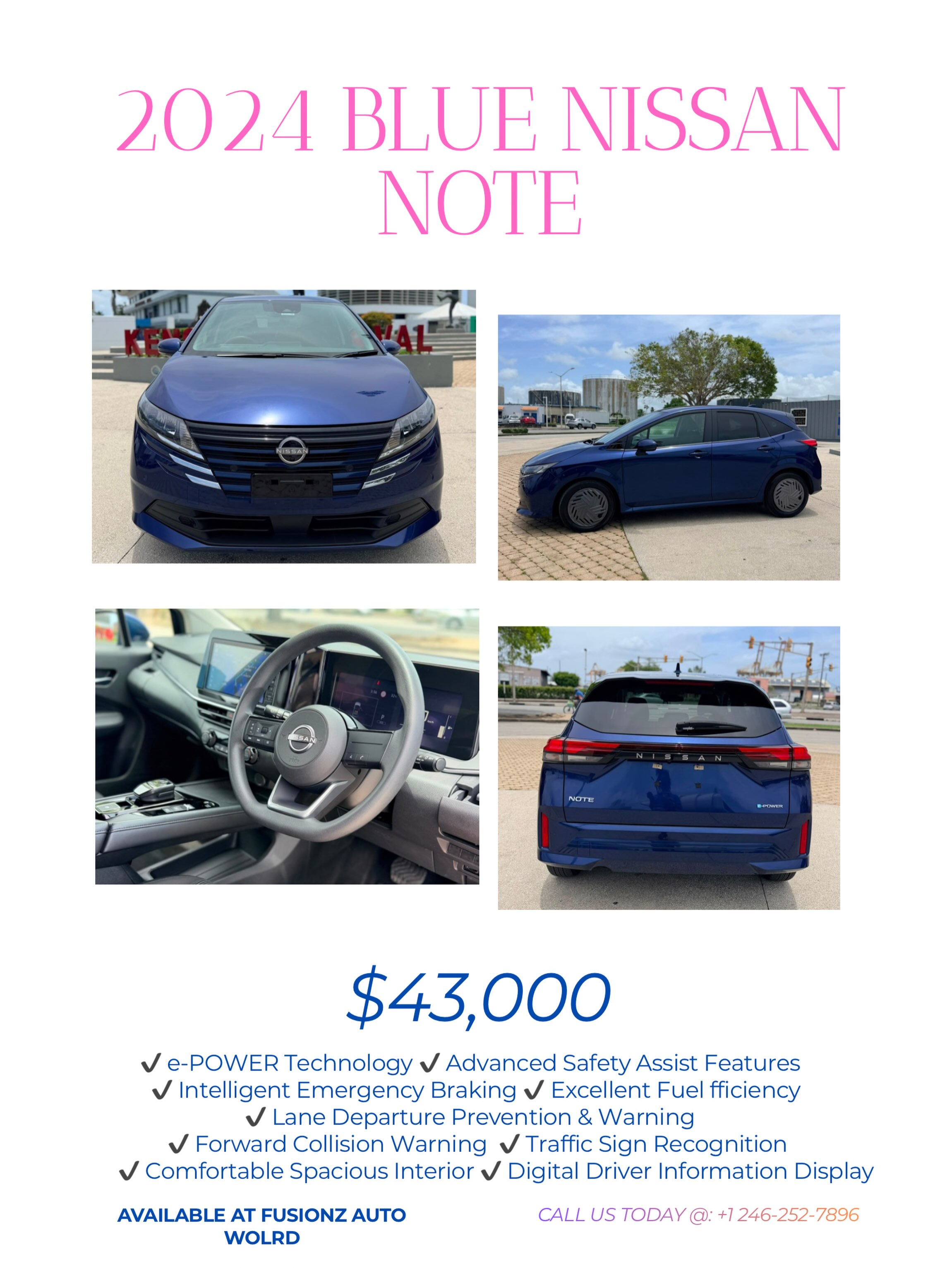 2024 Blue Nissan Note e-POWER – $43,000