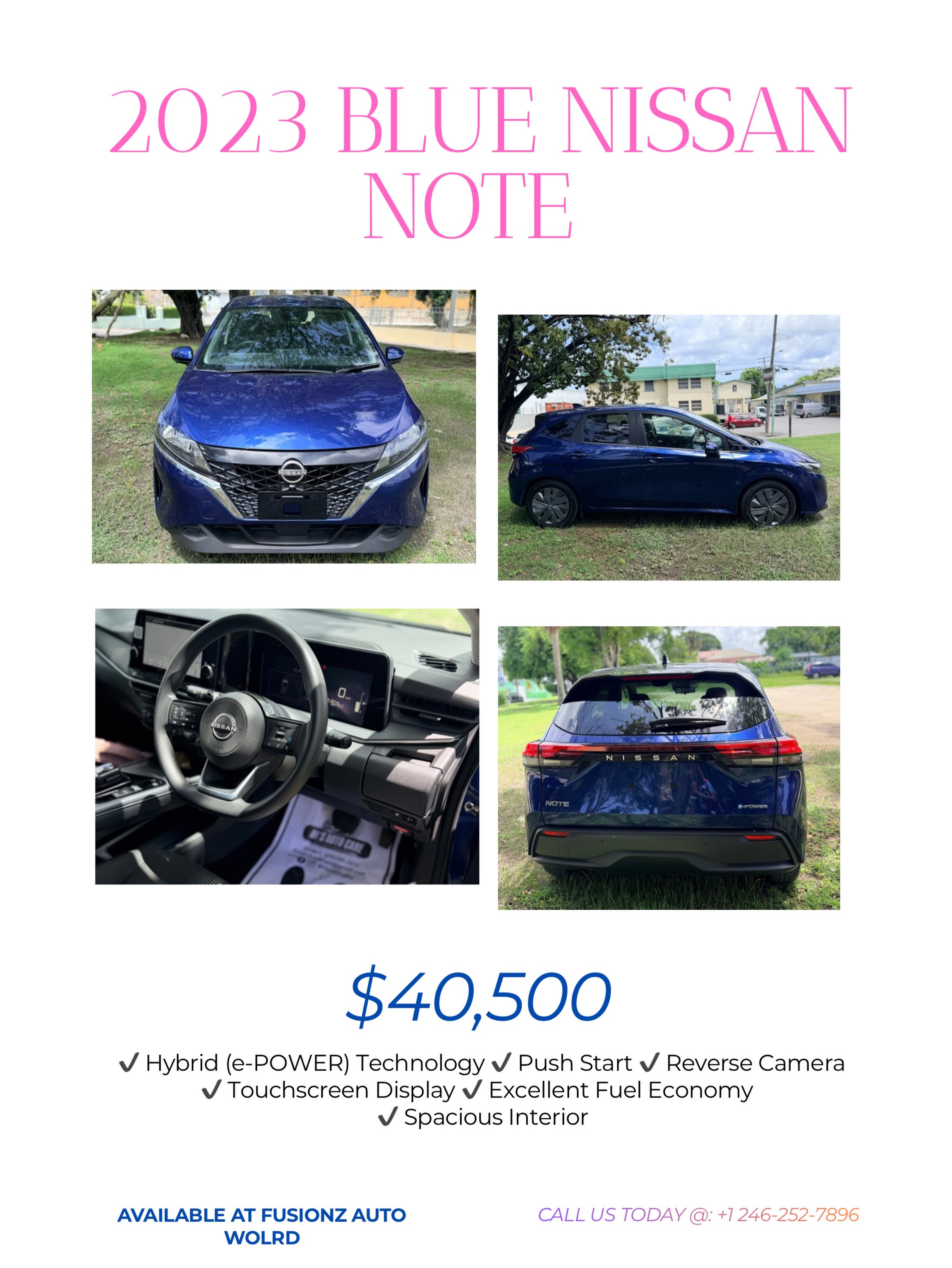 2023 Blue Nissan Note – $40,500 at Fusionz Autoworld