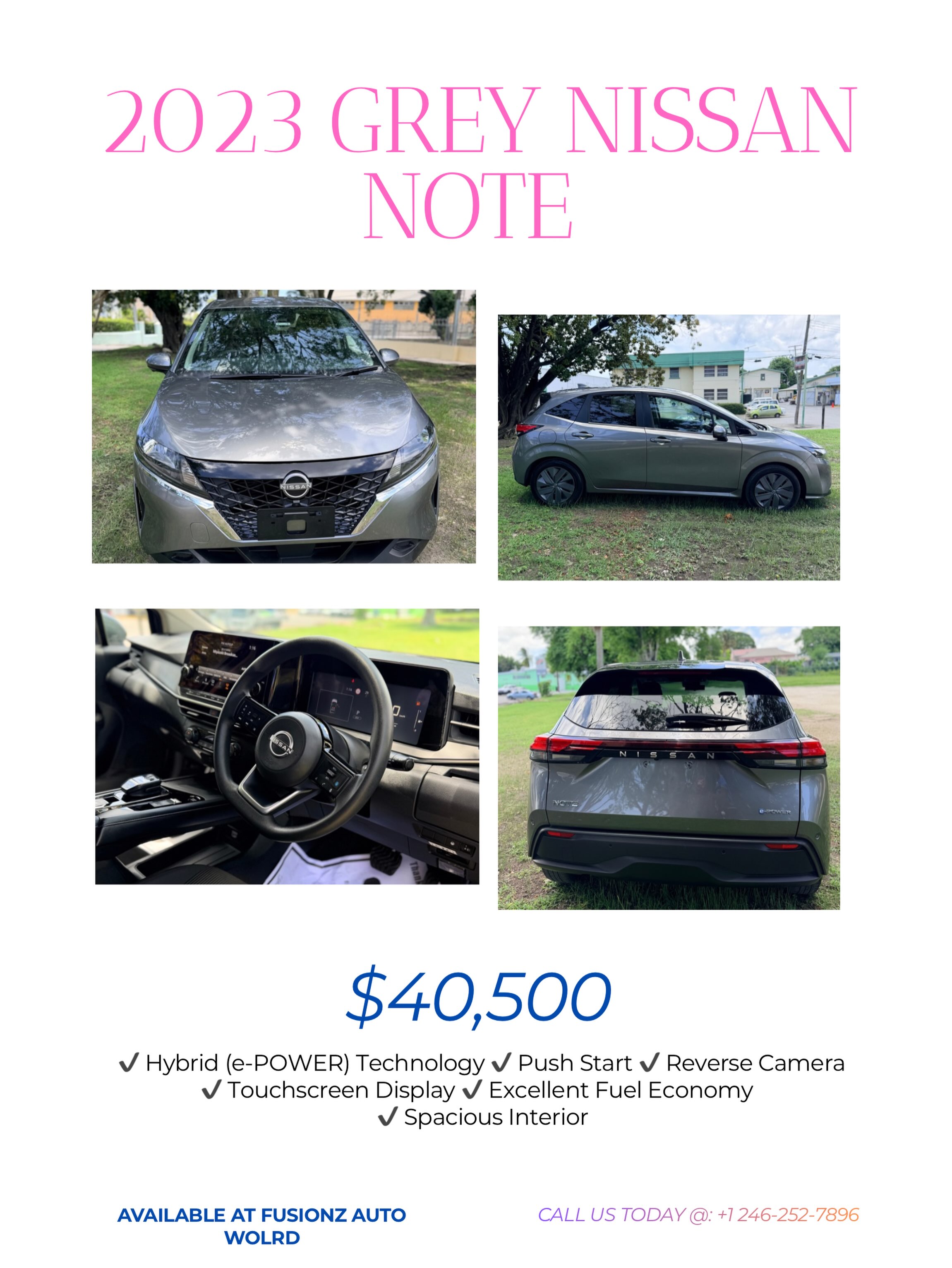 2023 Grey Nissan Note – $40,500 at Fusionz Autoworld