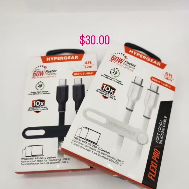 HyperGear USB-C Cables (4ft & 6ft) – $30.00