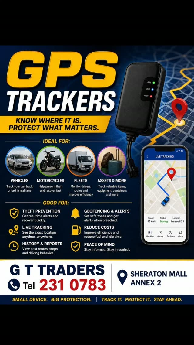 GPS Trackers – $150.00 at GT Traders, Sheraton Mall