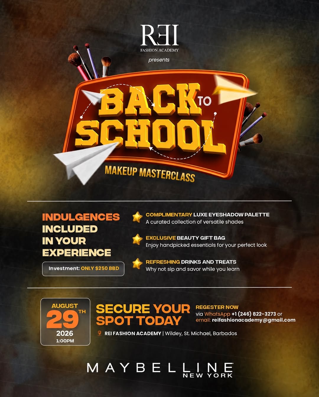 Back to School Makeup Masterclass – $250 BBD