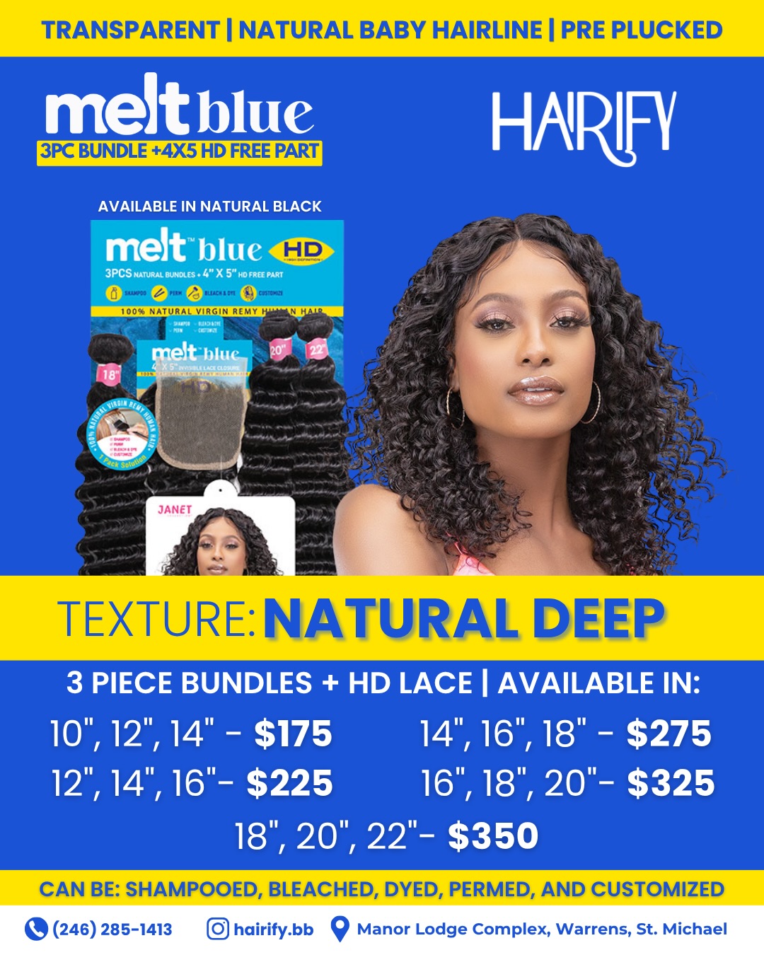 Melt Blue 3PC Bundle + 4×5 HD Free Part Closure – Multiple Textures & Lengths