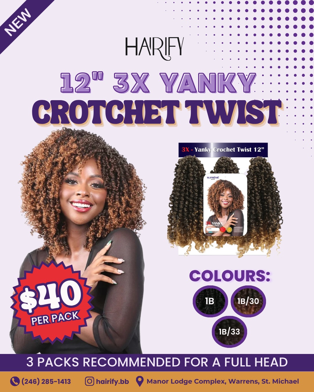 NEW: 12" 3X Yanky Crochet Twist – $40 Per Pack at Hairify