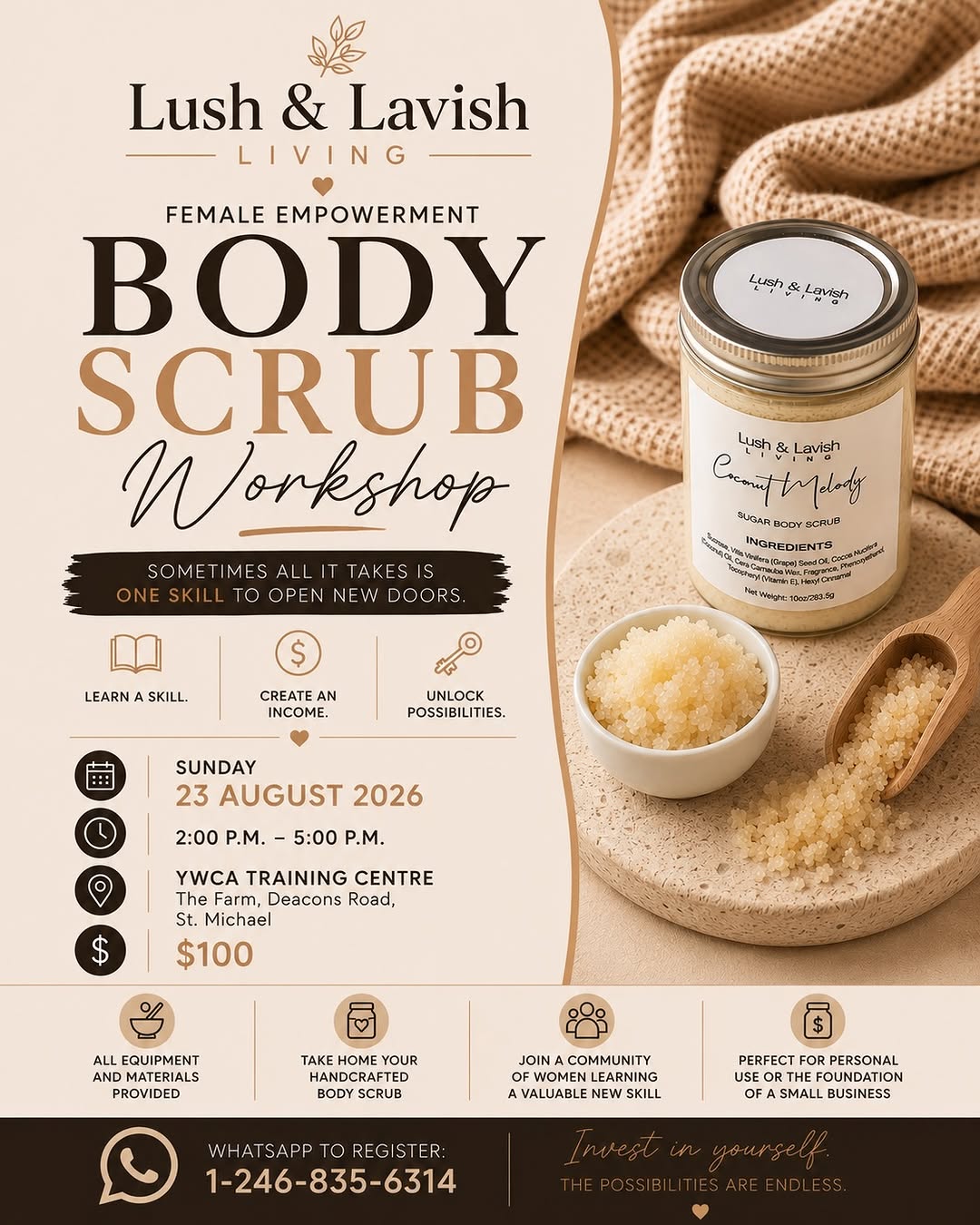 Lush & Lavish Living Female Empowerment Workshops – Body Scrub & Body Mist