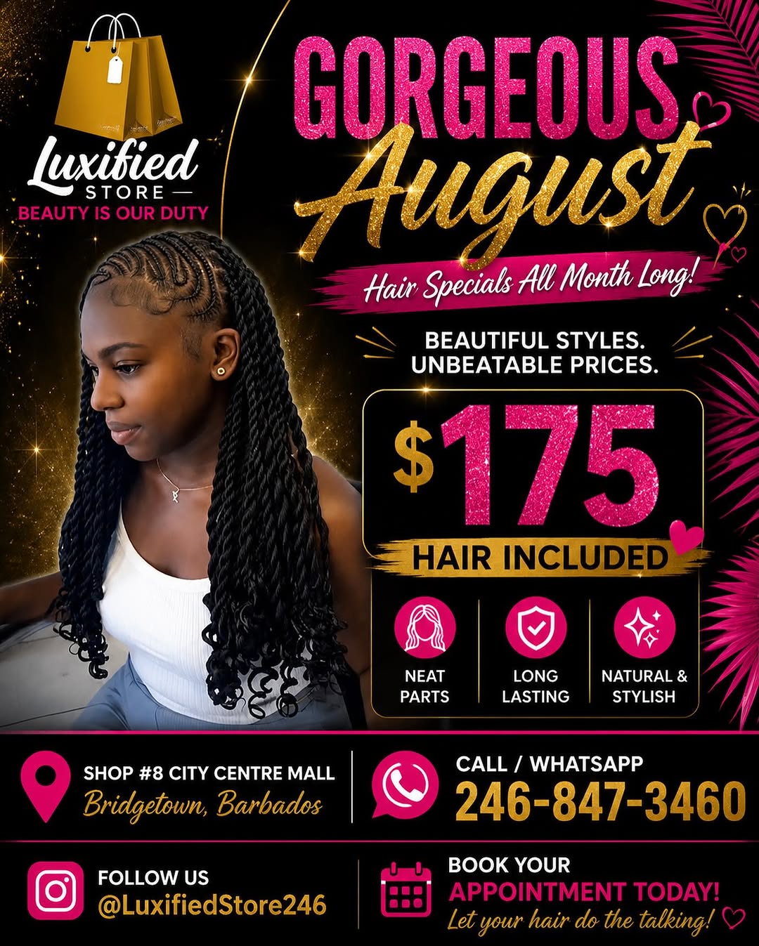 Gorgeous August Hair Specials – $175 Hair Included All Month Long
