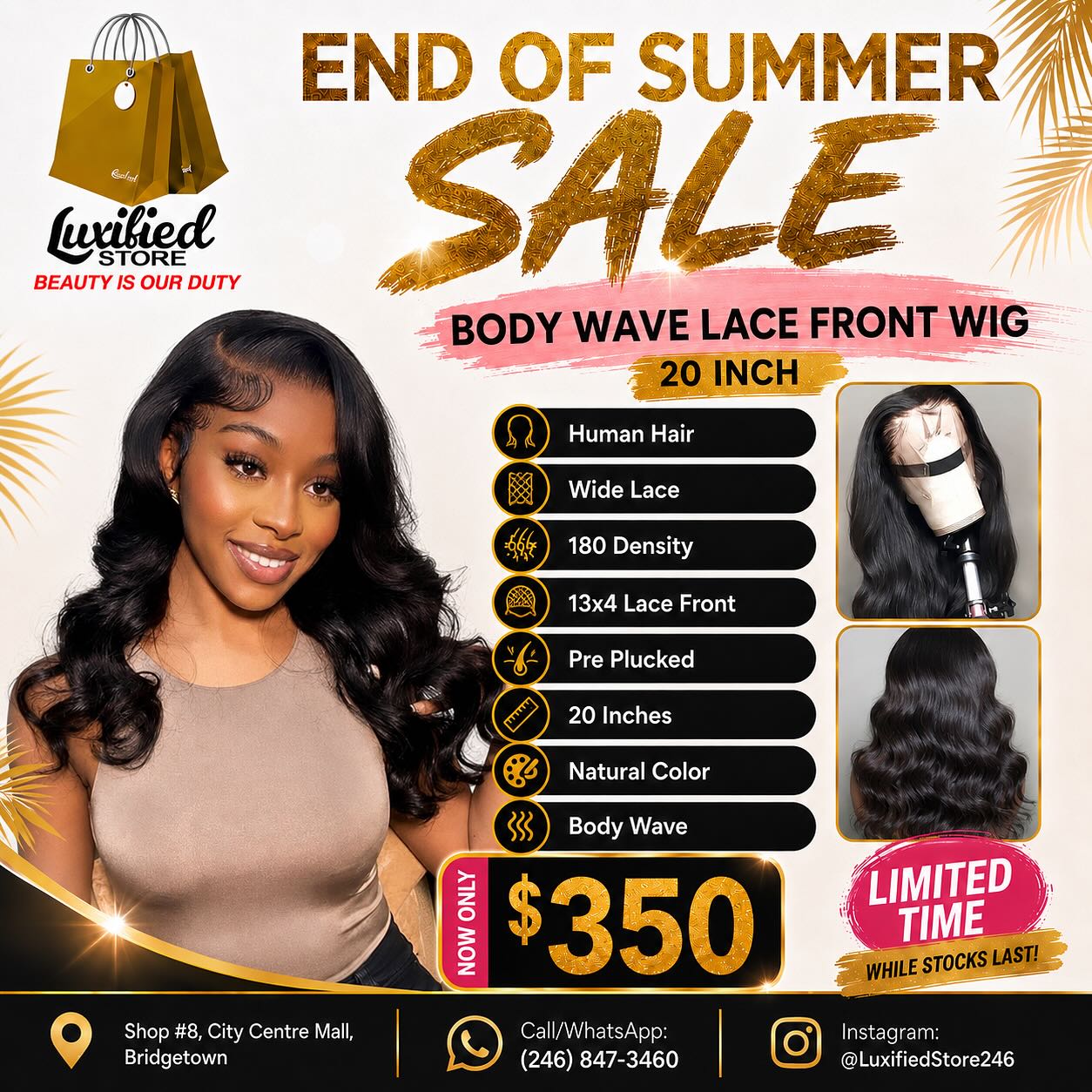 End of Summer Sale – Body Wave Lace Front Wig 20 Inch Now $350