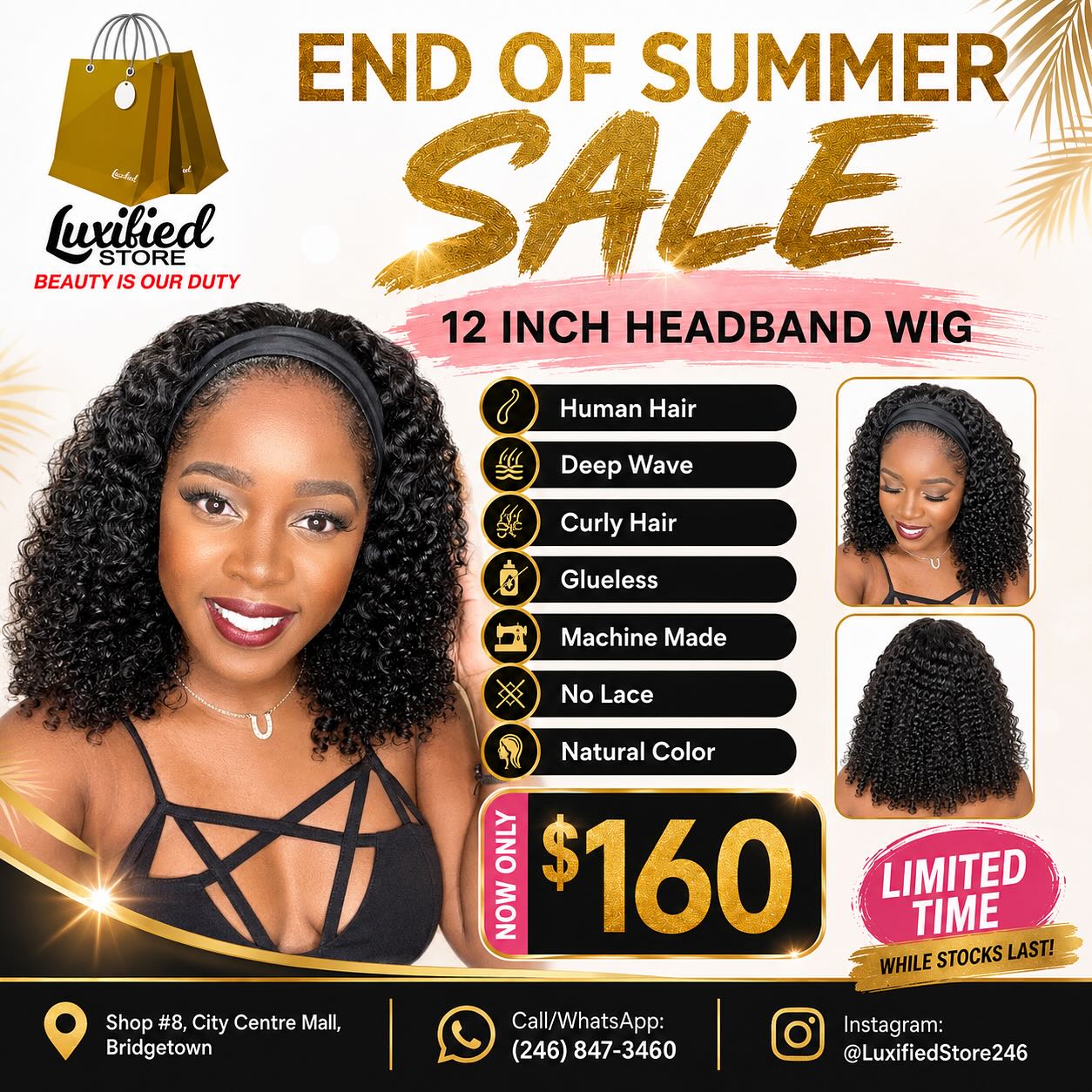 End of Summer Sale – 12 Inch Headband Wig Now Only $160
