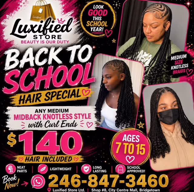 Back-to-School Hair Special – Medium Styles from $50 (Ages 7–15)