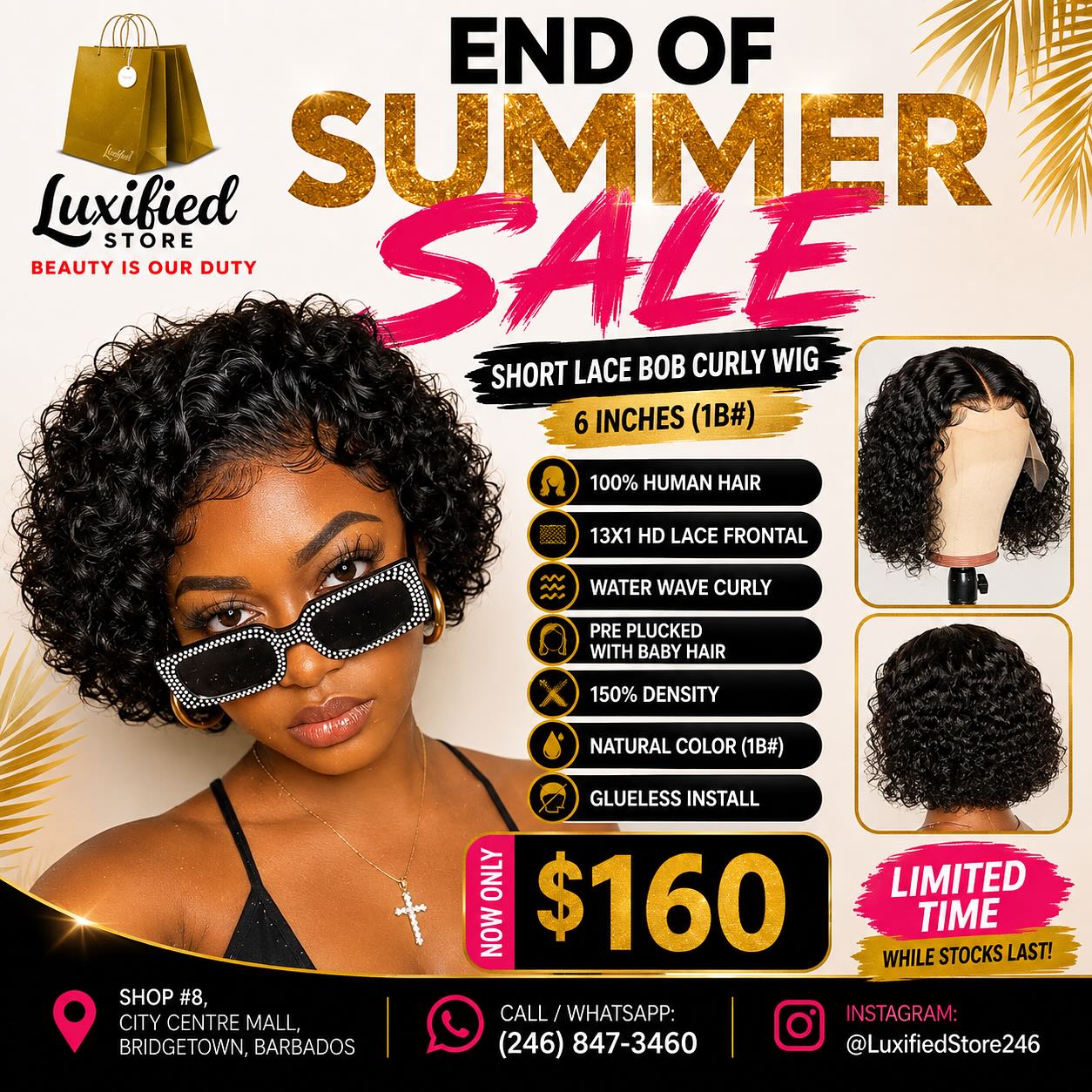 End of Summer Sale – Short Lace Bob Curly Wig Now Only $160