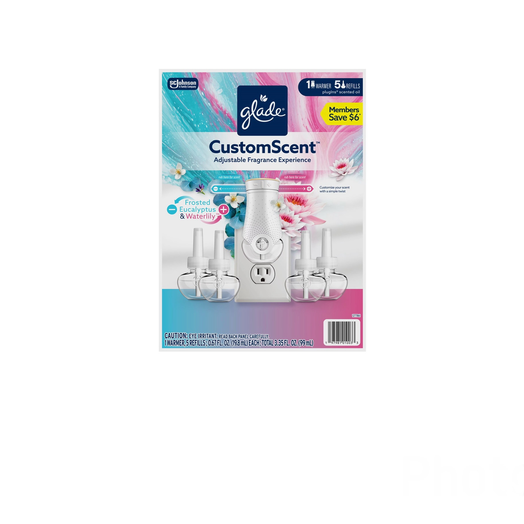 Glade CustomScent Frosted Eucalyptus & Waterlily – 1 Warmer & 5 Refills for $54